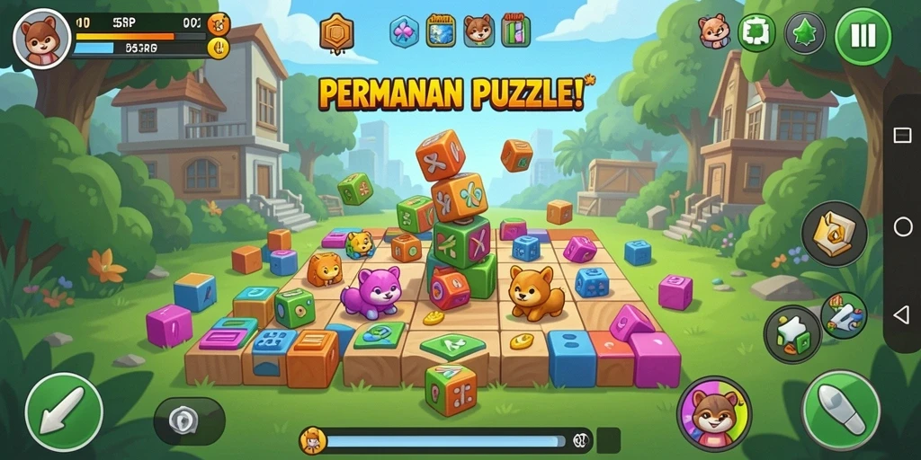 Screenshot gameplay 55RP menampilkan tantangan Puzzle yang menarik.
