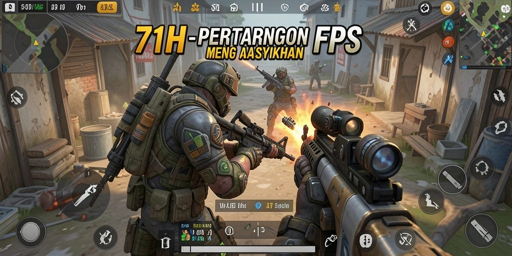 Tampilan gameplay seru dari 71H dalam mode FPS yang menegangkan.