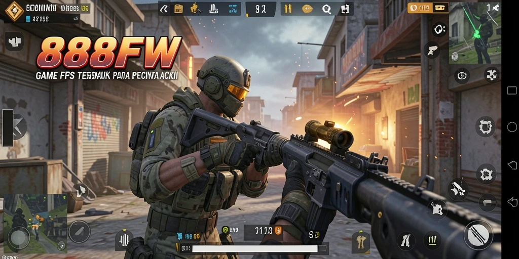 Screenshot gameplay 888FW menampilkan aksi tembak-menembak yang mendebarkan.