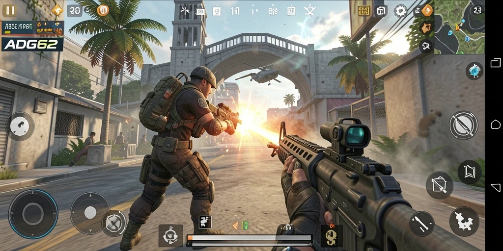 Screenshot gameplay action-packed dalam ADG62.