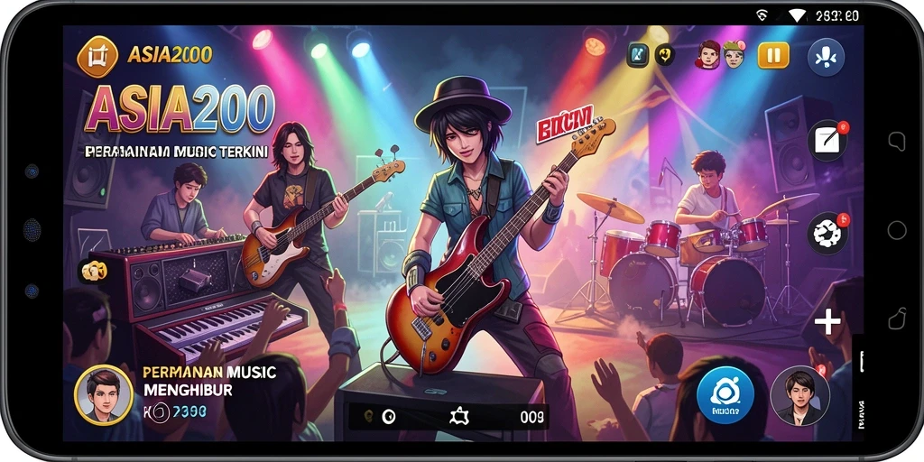 Tampilan utama gameplay ASIA200 dengan aksi musik yang mengasyikkan.