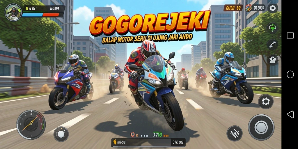 Tampilan gameplay balap motor yang mendebarkan dan penuh aksi.