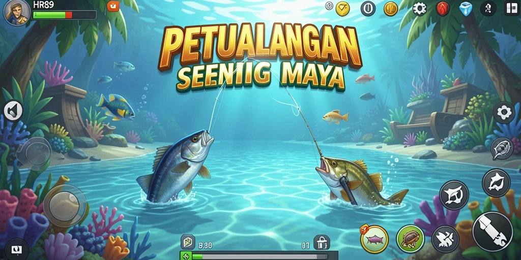 Screenshot dari HR89 menampilkan aksi memancing yang menegangkan dan indah.