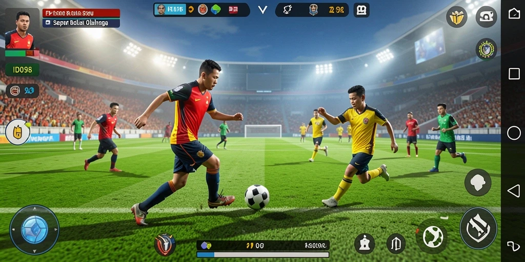 Tampilan gameplay yang seru dalam <strong>ID098</strong>, menangkap keindahan sepak bola.
