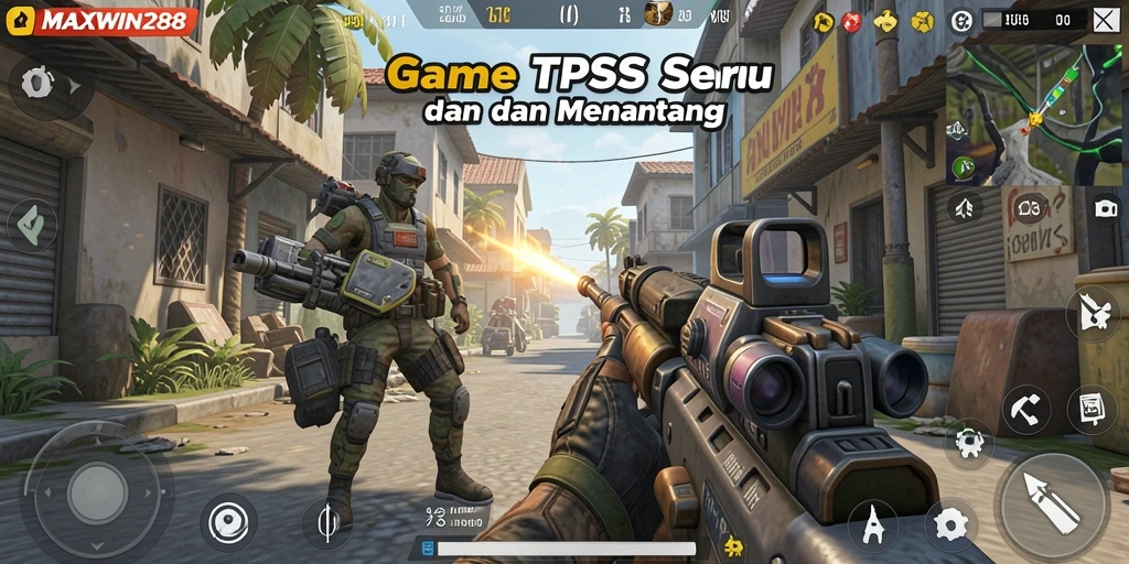 Tampilan aksi seru dalam game TPS MAXWIN288.