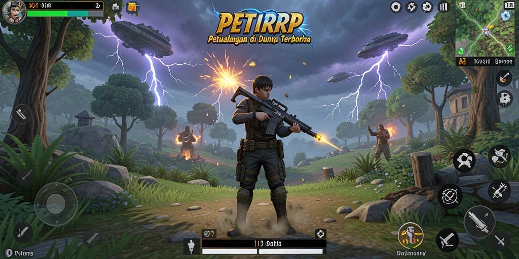 Tampilan gameplay <strong>PETIRRP</strong> yang menakjubkan di dunia terbuka.