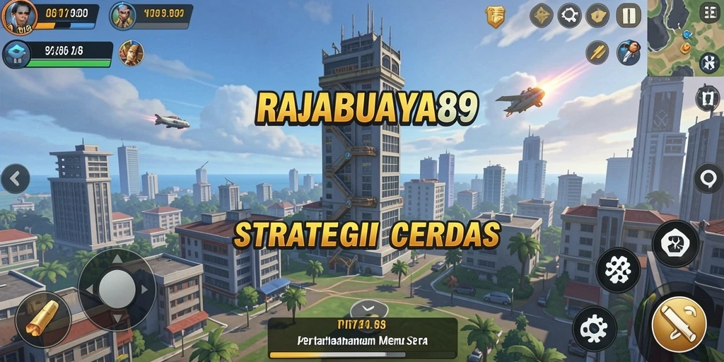 Menampilkan gameplay seru dari pertahanan menara di RAJABUAYA89.