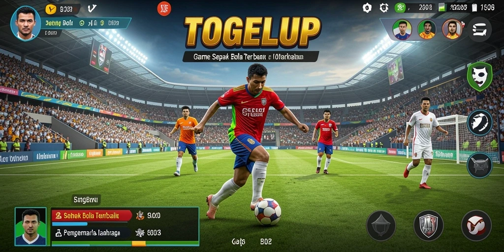 Screenshot menampilkan aksi seru permainan sepak bola TOGELUP.