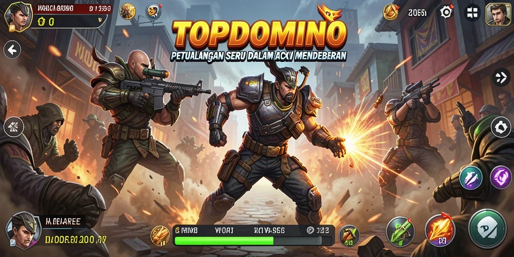 Tampilan gameplay mendebarkan dari TOPDOMINO yang menampilkan aksi intens.