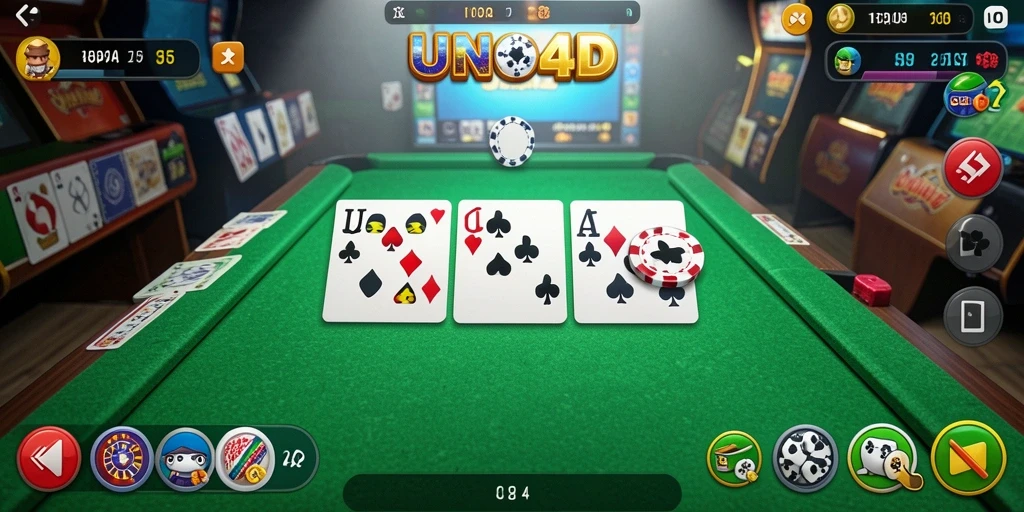 Screenshot gameplay Gaple yang menampilkan momen seru permainan UNO4D.